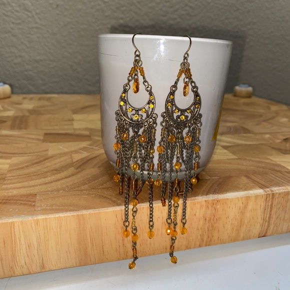 101 Orange  chandelier style dangle earrings - Picture 1 of 7